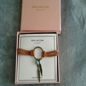 Brand new!  faux leather feather chocker